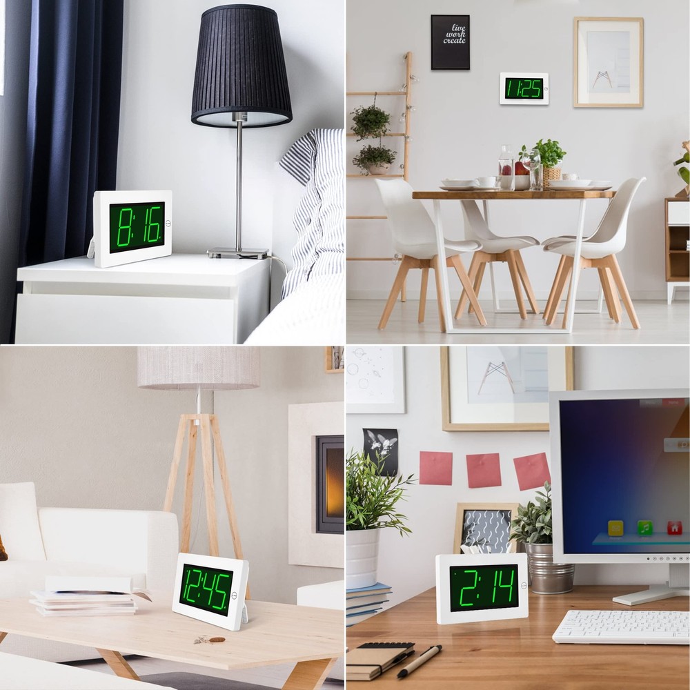 LED Digital Clock, Alarm Clock, Wall Clock, 3" LED Digit Display, Adjustable ...