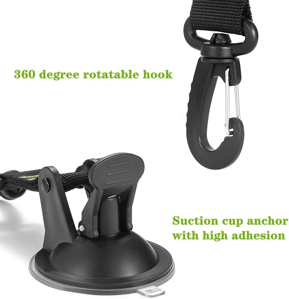 4 Pack Heavy Duty Suction Cup Anchor with Securing Hook Tie Down, Black