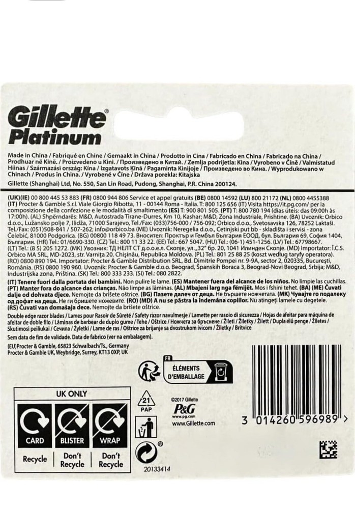 Gillette Platinum Double Edge Razor Blades - 50 Count