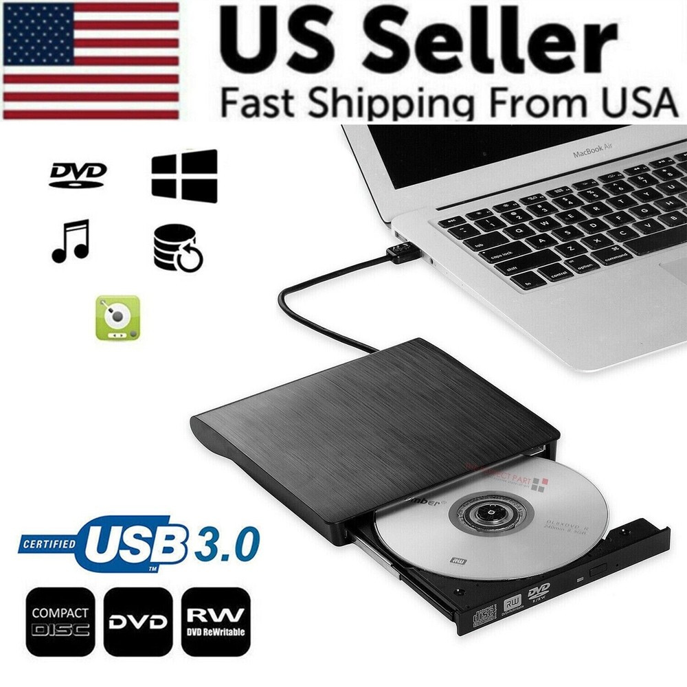 USB 3.0 & USB C plug & play DVD RW & CD RW Read write burner