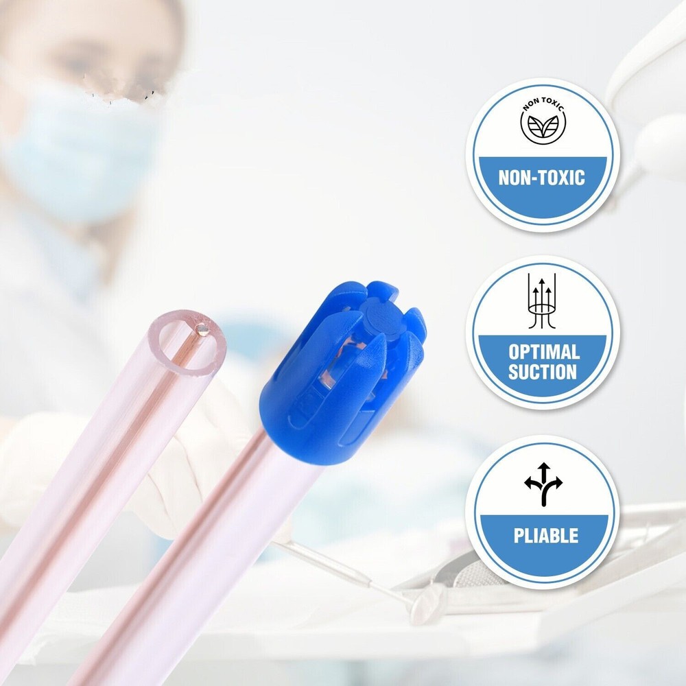 Dental Disposable Saliva Ejector Disposable Evacuation Suction Tips Clear/Blue