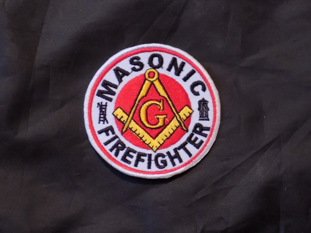 Masonic Firefighter Square Compass Patch Round Iron Sew Freemason Fraternity NEW