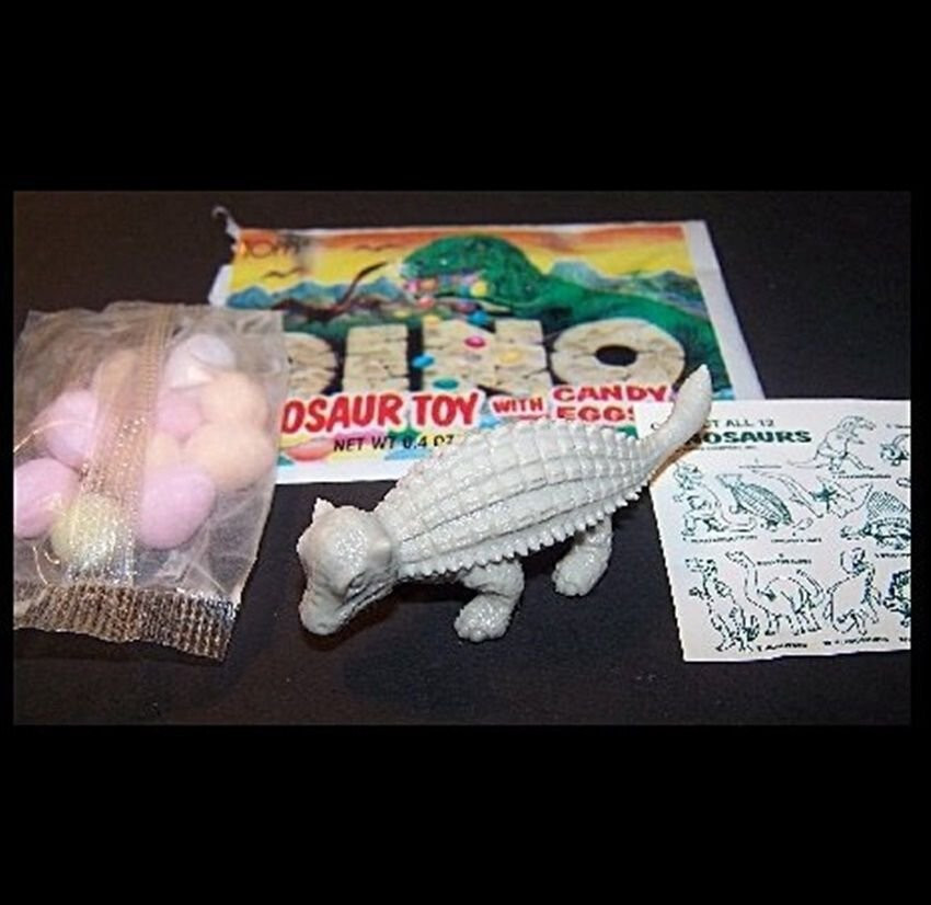 Topps 1988 Ankylosaurus Dinosaur, Gray Wrapper, ID Sheet, Candy Eggs