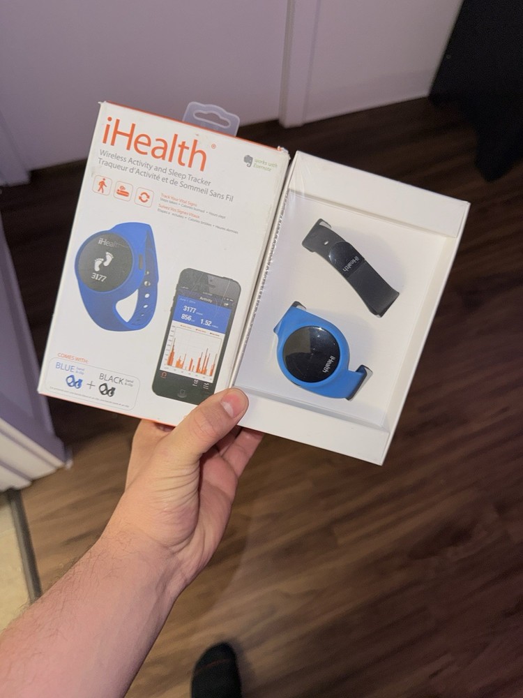 iHealth Wireless Bluetooth Activity & Sleep Tracker Blue & Black Wristband Set