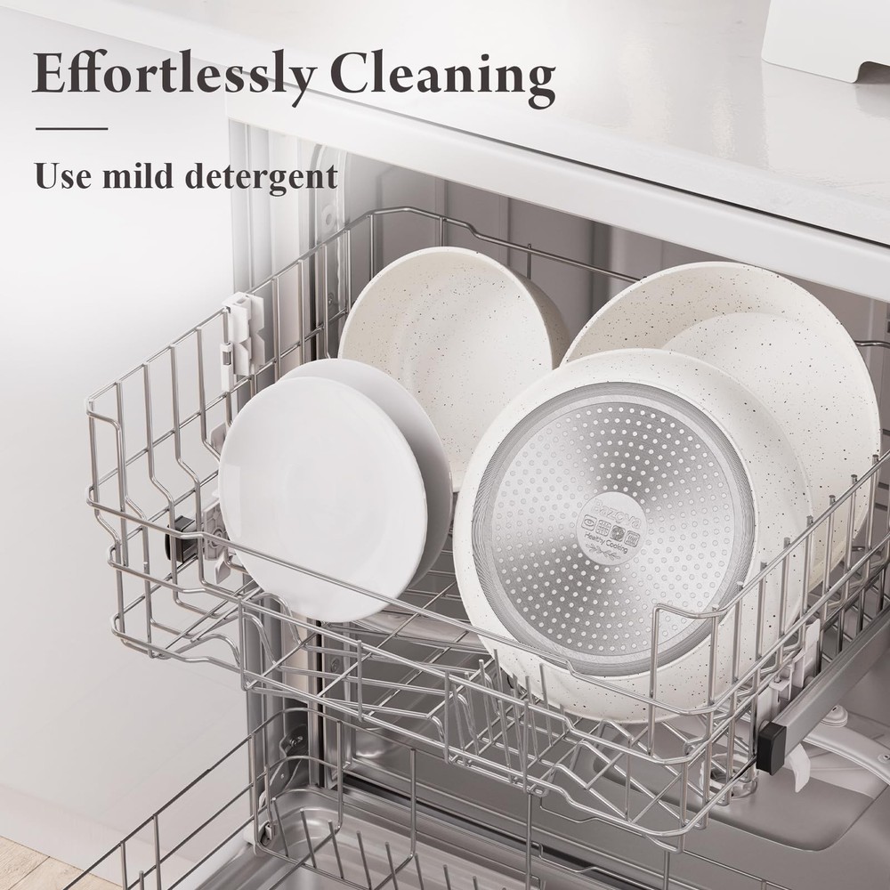 19pc Nonstick Ceramic Pots & Pans Set Removable Handle Space Saving Cookware New