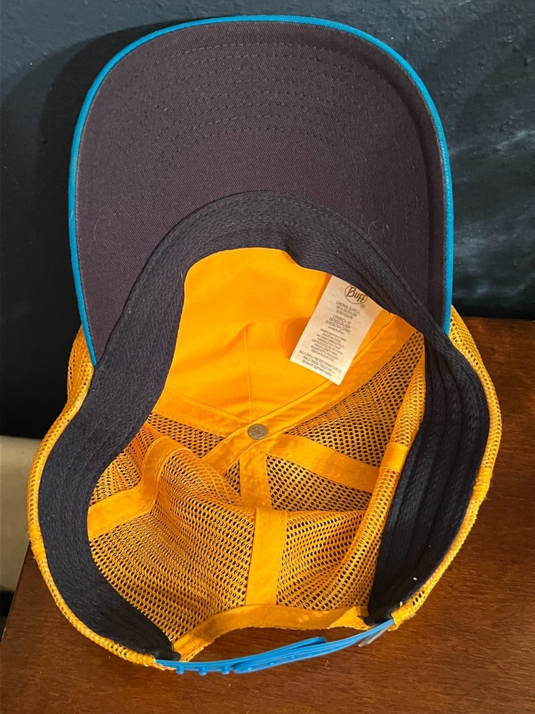 Buff Flame Forest Blue and Orange Cap Running Trucker Hat Adjustable OSFA