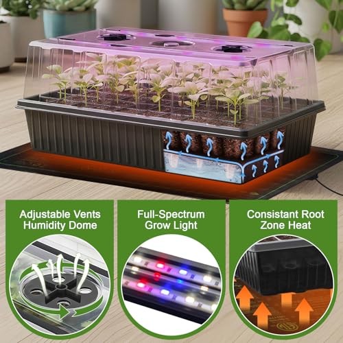 60-Cell Self-Watering Seed Starter Tray Black Seed Starter Kit- 1pc 60 Cell