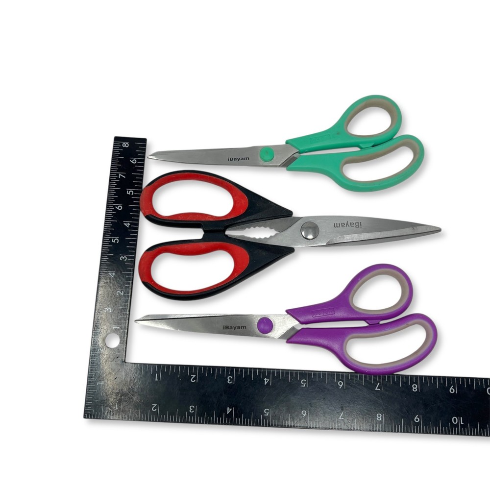 iBayam Multi-Purpose Mixed Scissors Lot, Kitchen All Purpose Shears, 3 Pcs