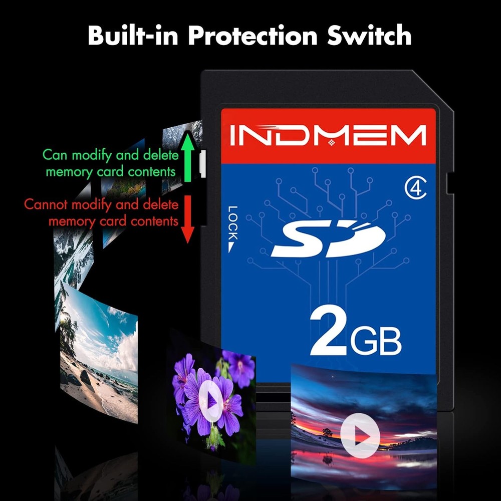 INDMEM 2 Pack SD Card 2GB Class 4 Flash Memory 2G SLC Stanard Secure 2PC