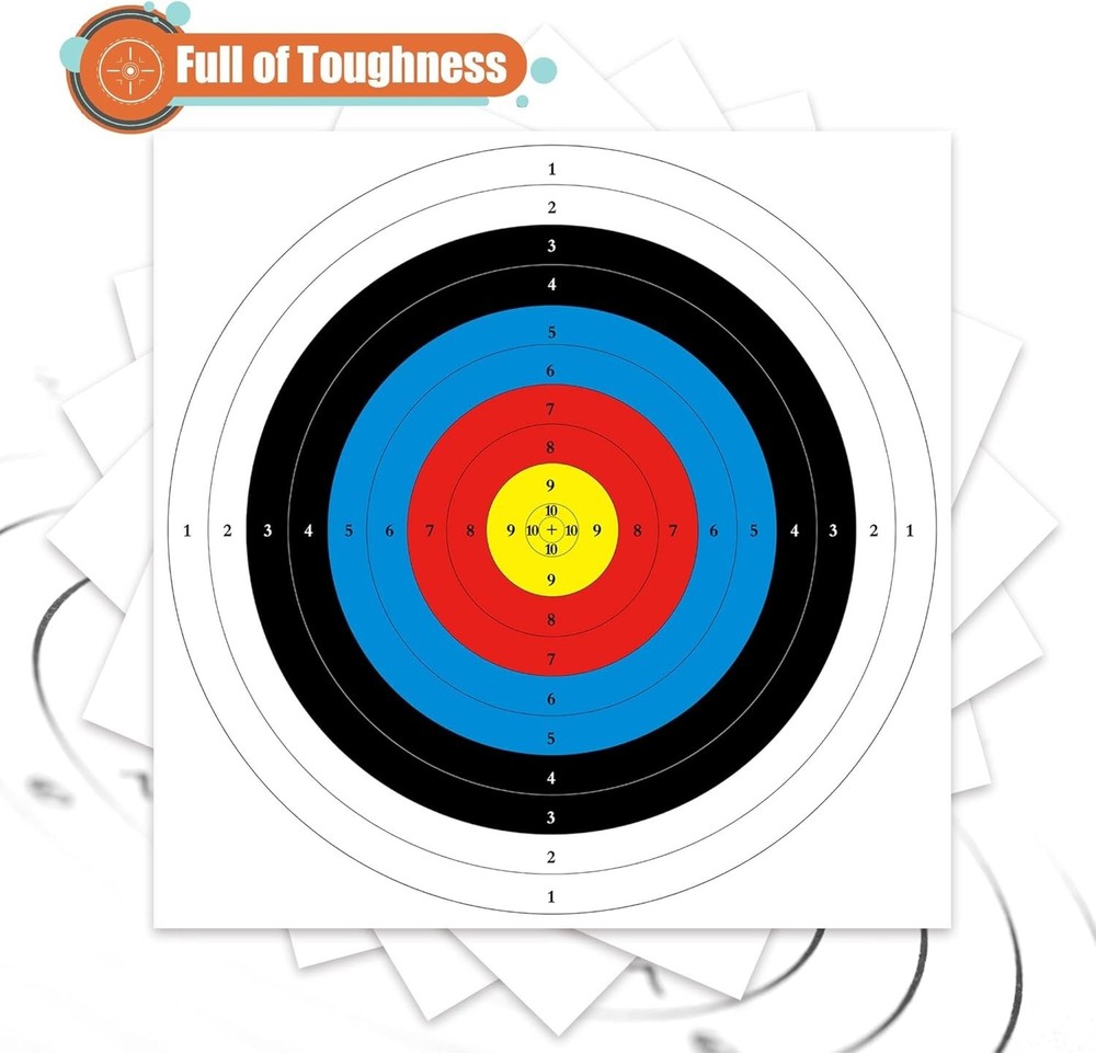 Durable Archery Target Paper Bundle: 50 Targets, 4 Nails, and Puller Included