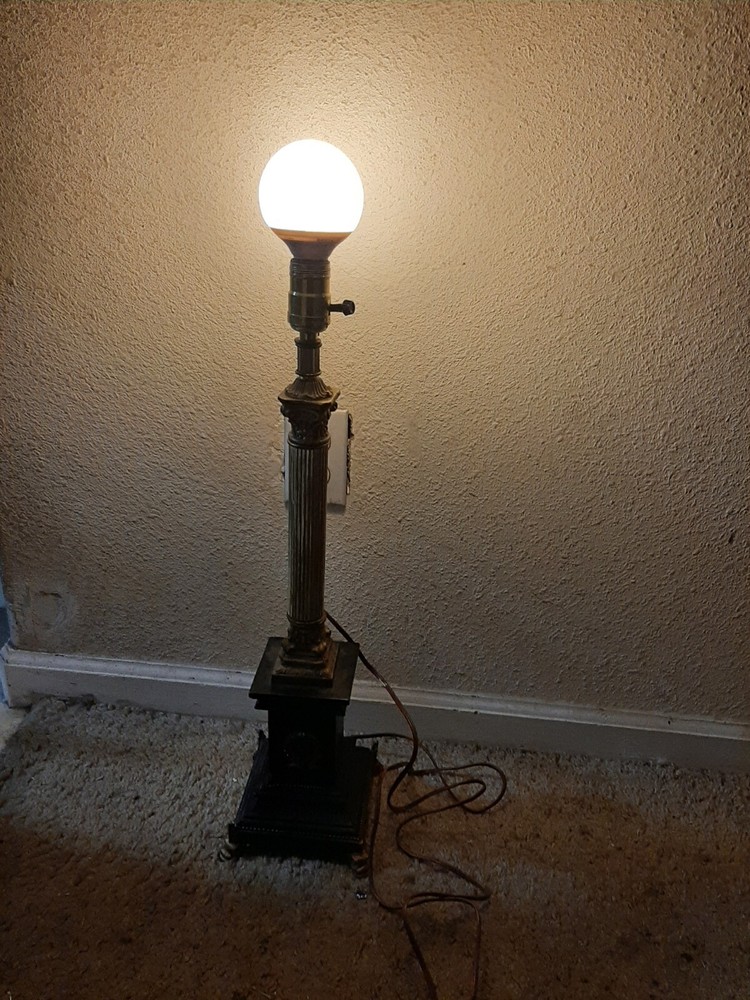 Antique Brass Column Table Lamp