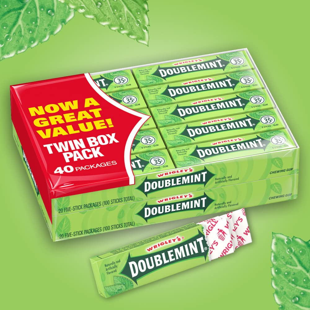 DOUBLEMINT Gum, 5 Stick Pack (40 Packs)