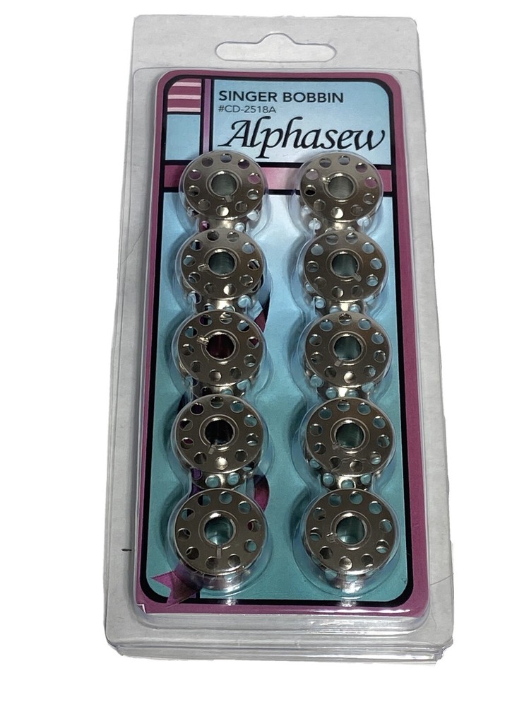 Alphasew Bobbin 10 Pack Card#2518A Most Front Load Oscillating Machine, EVERSEWN
