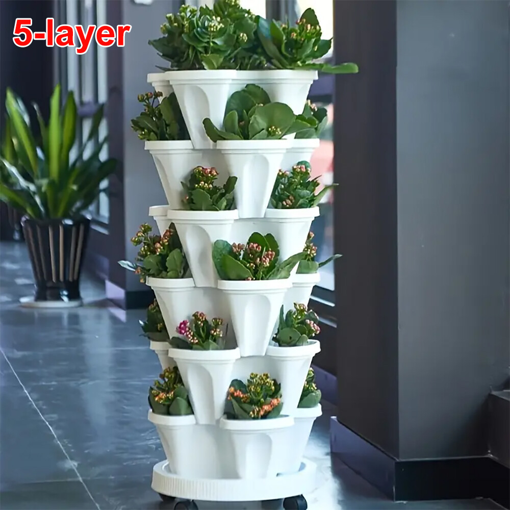 5-Tier Stackable Planters Vertical Planter Garden Flower Pot Planting Container