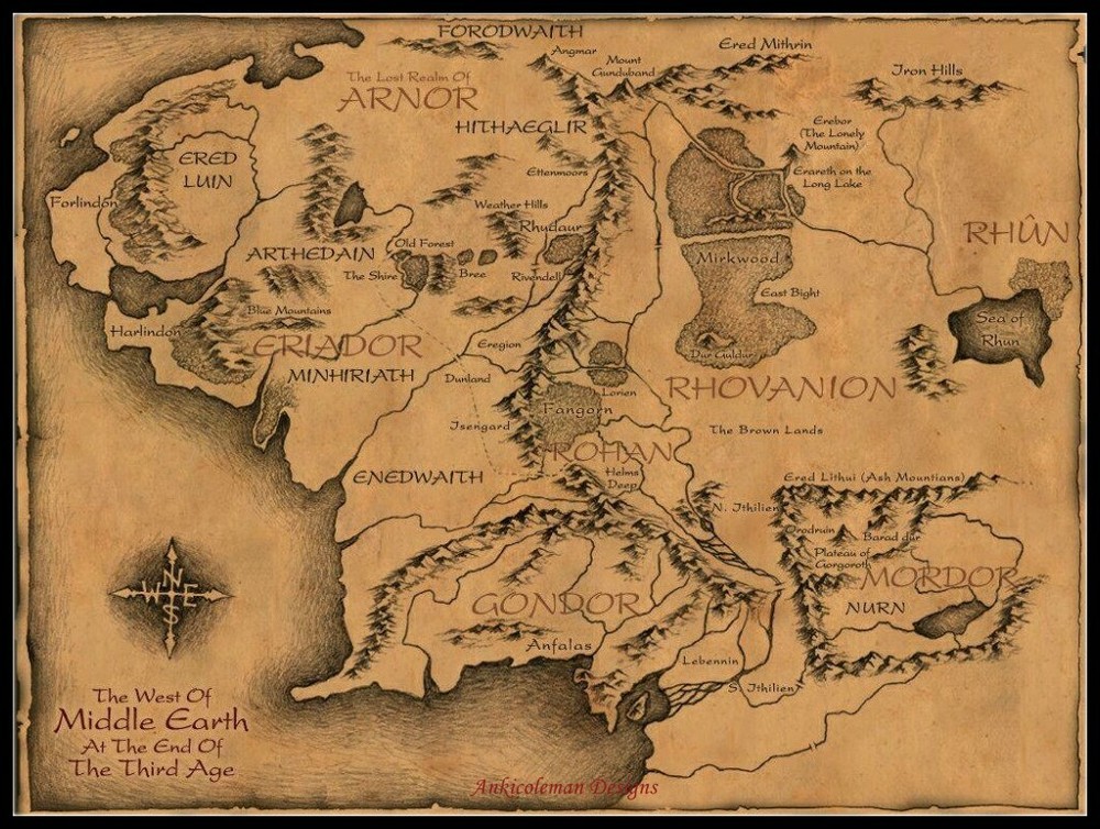 Middle Earth Map - DIY Chart Counted Cross Stitch Patterns Needlework DMC