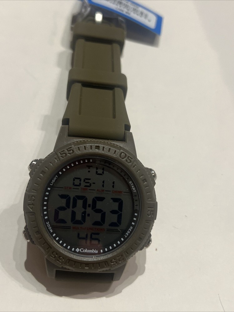 Columbia Self Select Quartz Digital Dial Olive Silicone Strap Watch CSS14-002 WF