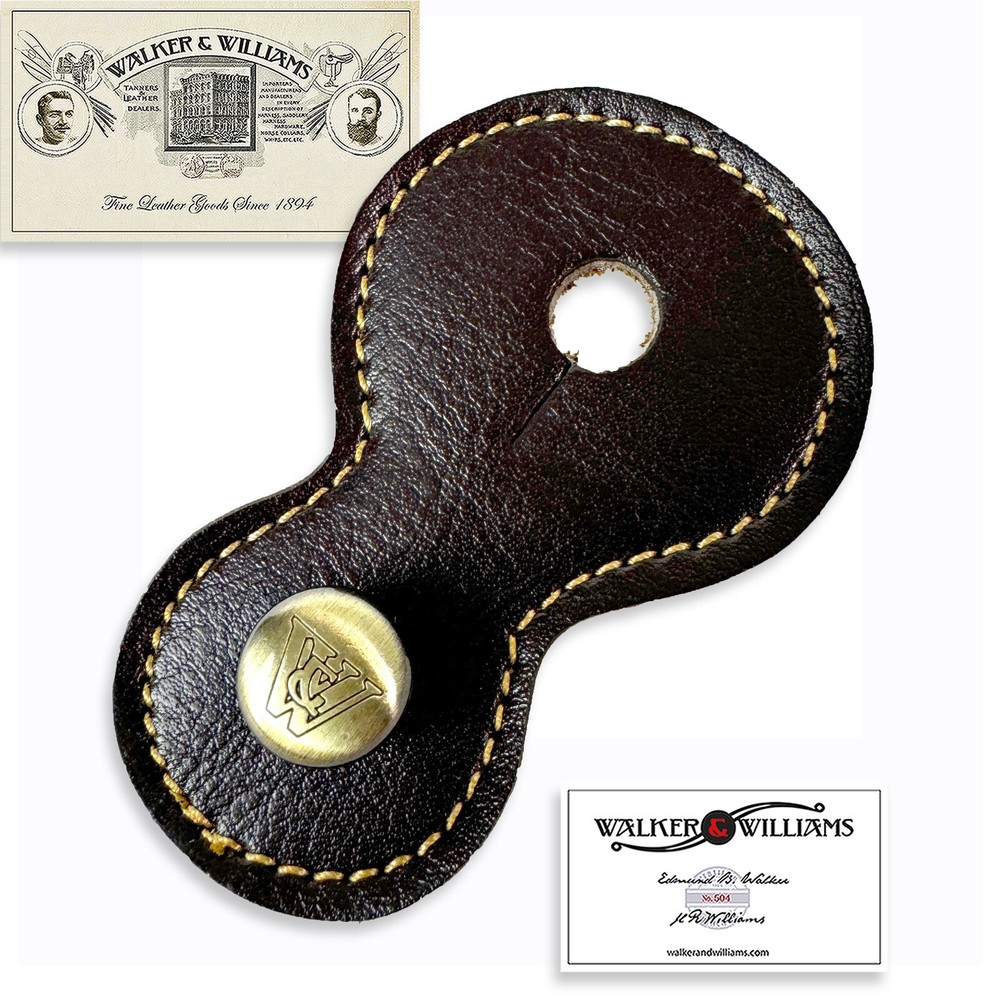 Walker And Williams Premium Dark Brown Grain Leather Input Jack Strap Adapter