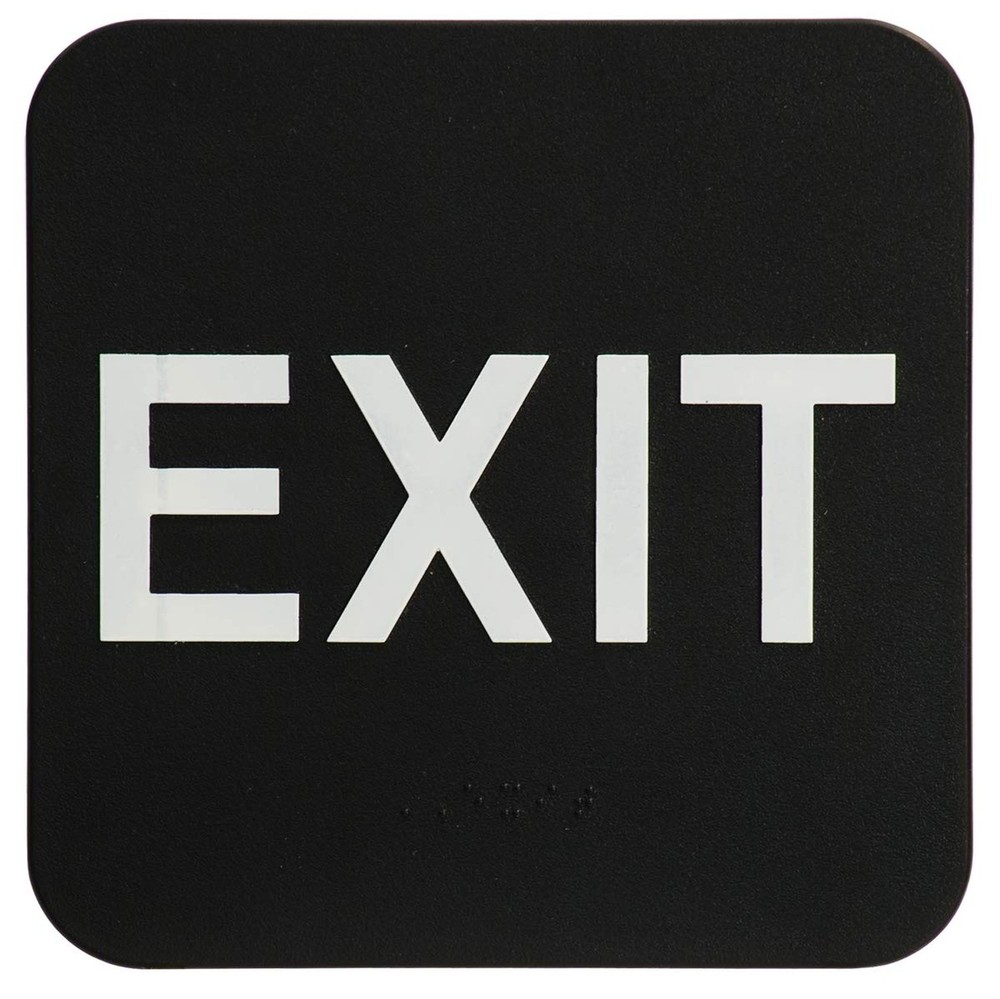 EXIT Sign - ADA - Black & White - Includes Adhesive Tape and Instructions