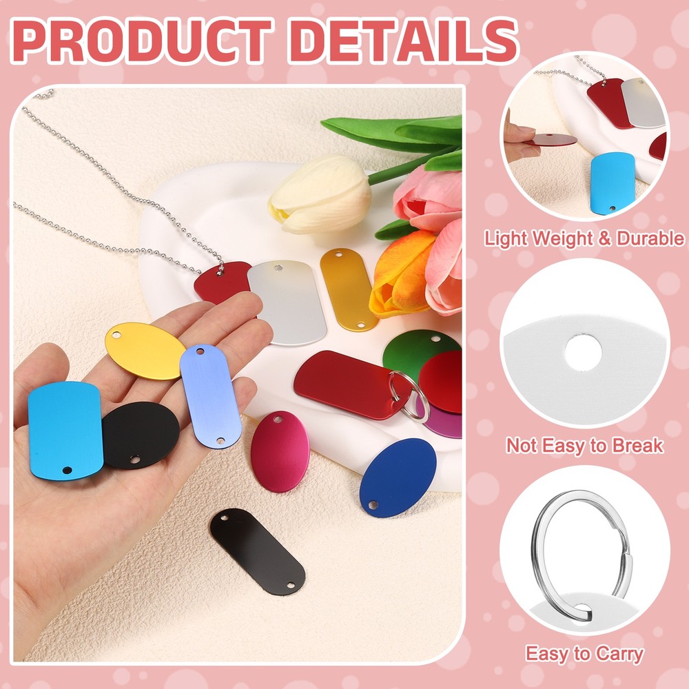 8Pcs Blank Tags, 35mm Round Stamping Blanks with Chains Loops, Silver