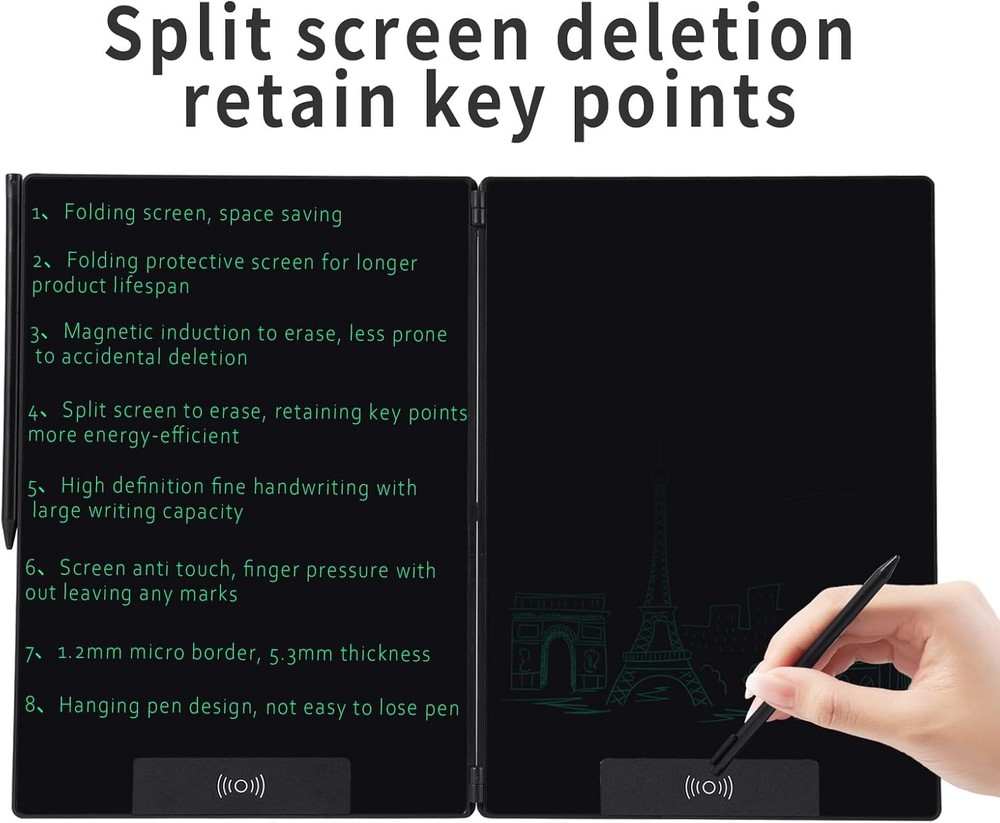 14.3 Inch Foldable LCD Writing Tablet - Rechargeable Digital Notepad for Adul
