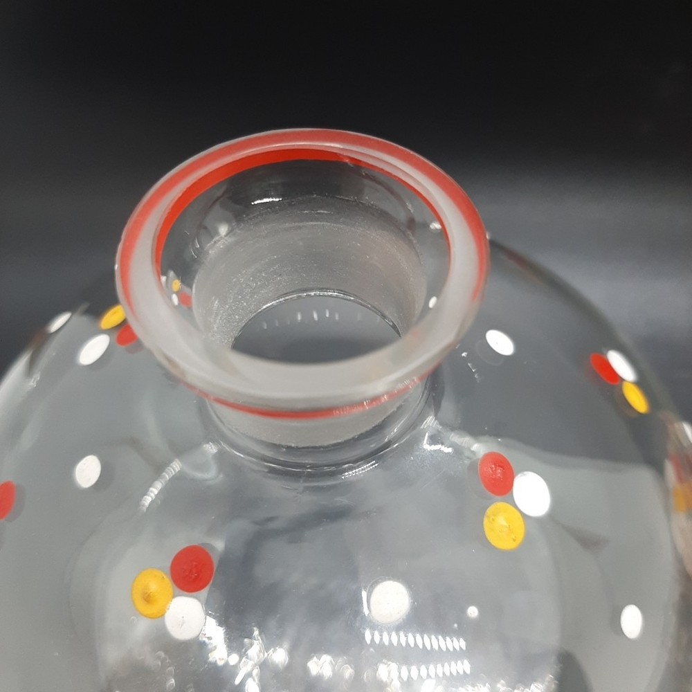 Vintage Handpainted Czech Dot Decanter and Five Small Glasses