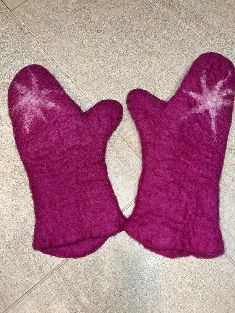 Mittens Pink Boiled Wool From Germany