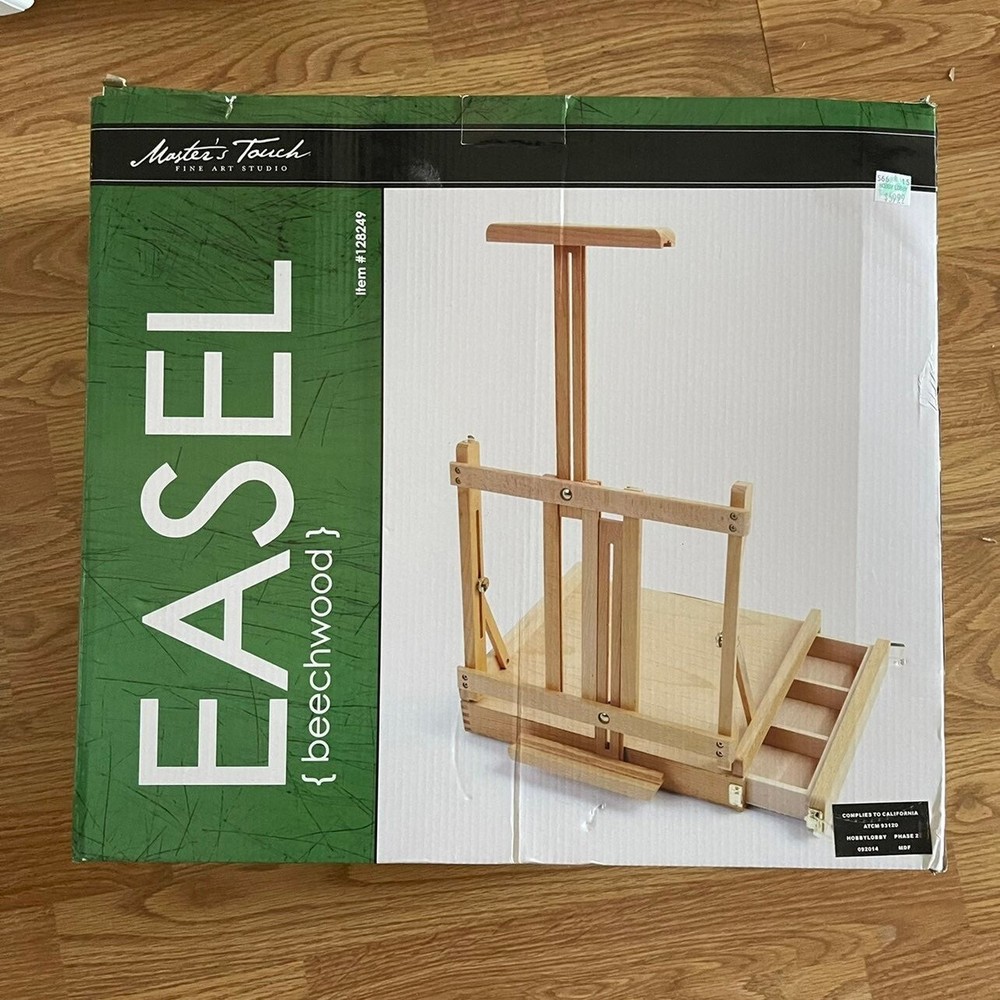 Masters Touch Art Easel Beechwood Standing Vertical Horizontal Storage Draw