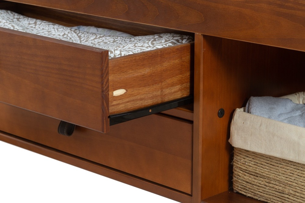 Memomad Bali Bed - Full Size Storage Platform Bed Frame with Drawers (Caramel)