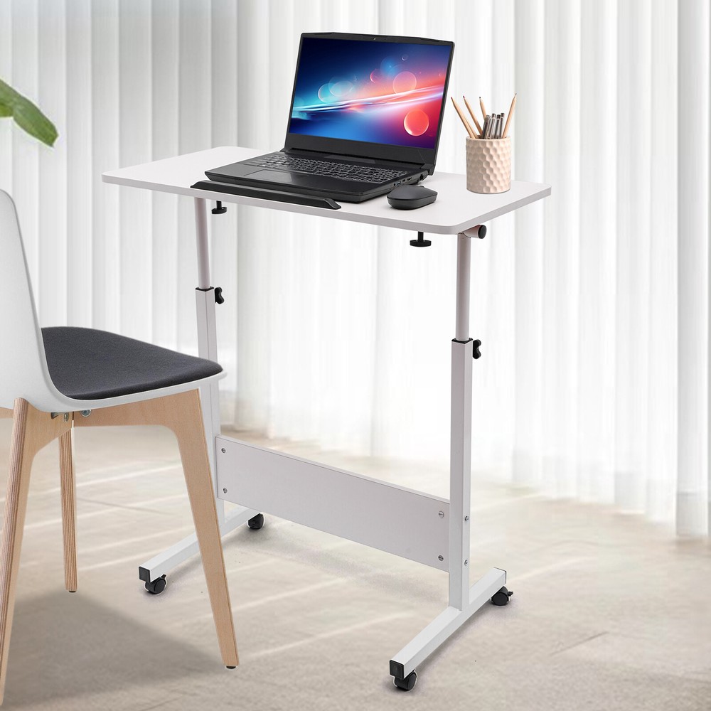 Adjustable Height Rolling Desk with Tilted Surface for Home and Office