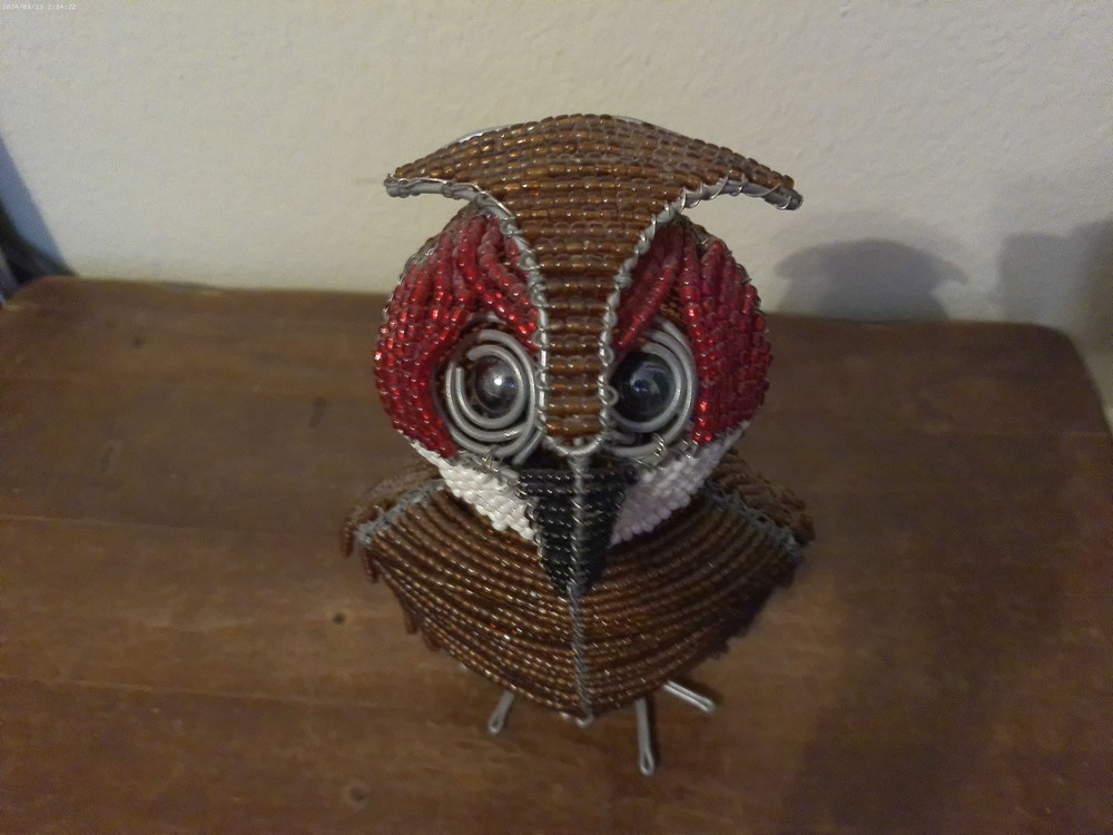 Large Beaded Owl Figure