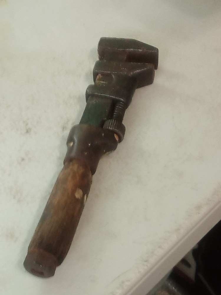 Vintage Wood Handled Pipe/Monkey Wrench