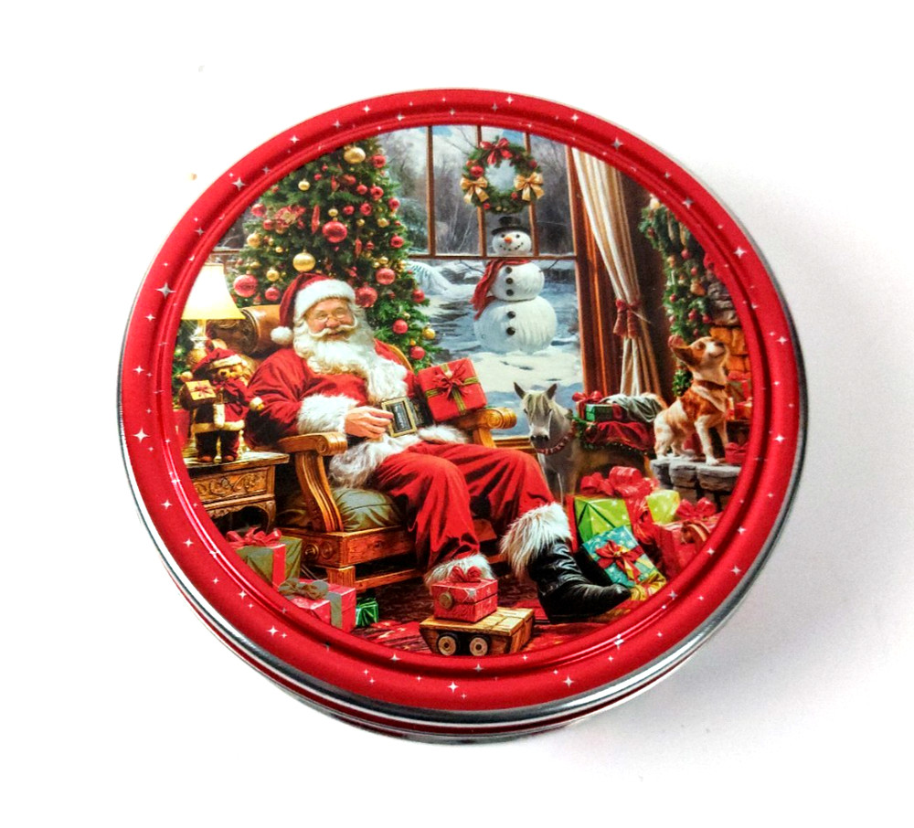 Decorative Santa Claus Christmas Cookie Tin