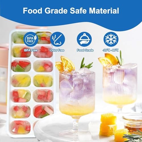 Ice Cube Trays for Freezer with Lids 56-Cube Stackable Ice Trays, Easy 4 Pack