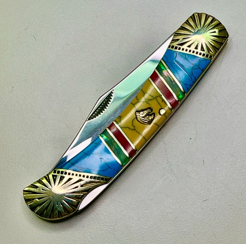 Large 5" Long SILVERHORSE STONEWORKS Single-Blade LOCKBACK with 3.5" Blade