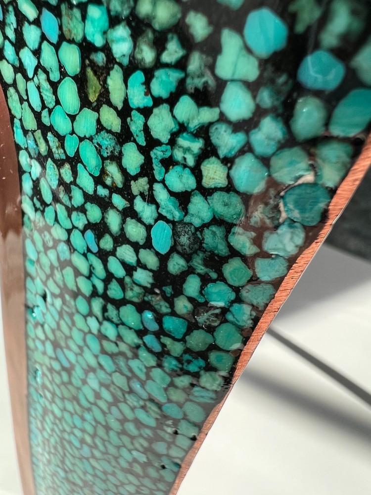 Persian Turquoise Inlay Copper Mirror