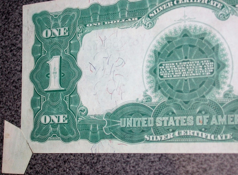 1899 ERROR PCGS AU 55 Butterfly $1 Black Eagle Silver Certificate Currency Note