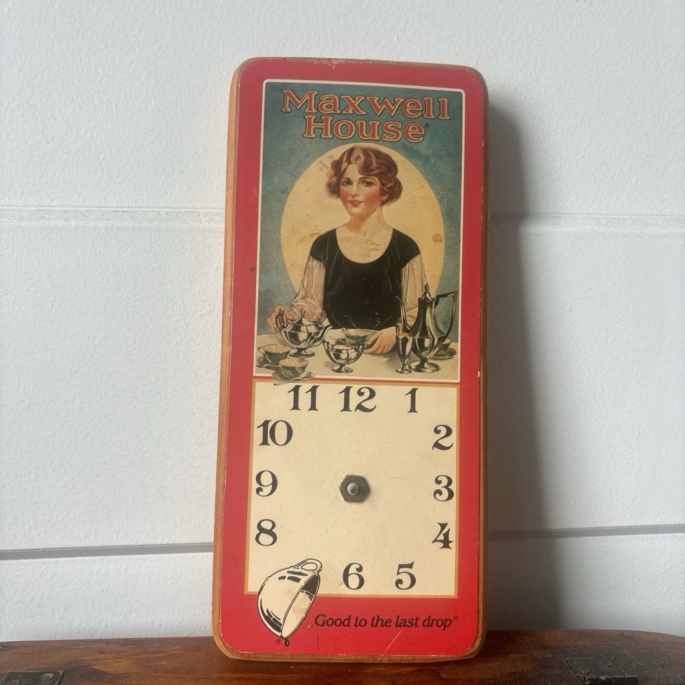 Vintage Maxwell Coffee Ad Wall Hanging Clock Rare Vintage