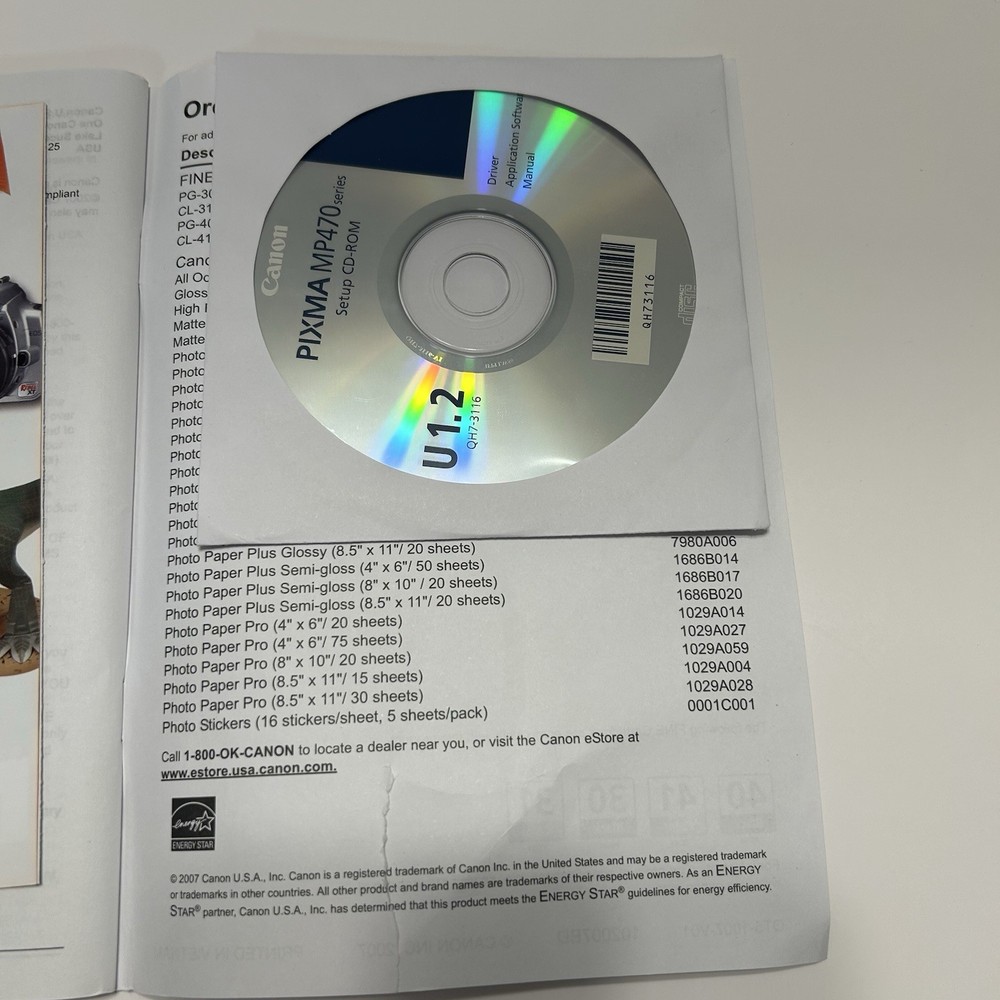 Canon Picks Mp470 Quick Start Guide With Setup CD-ROM