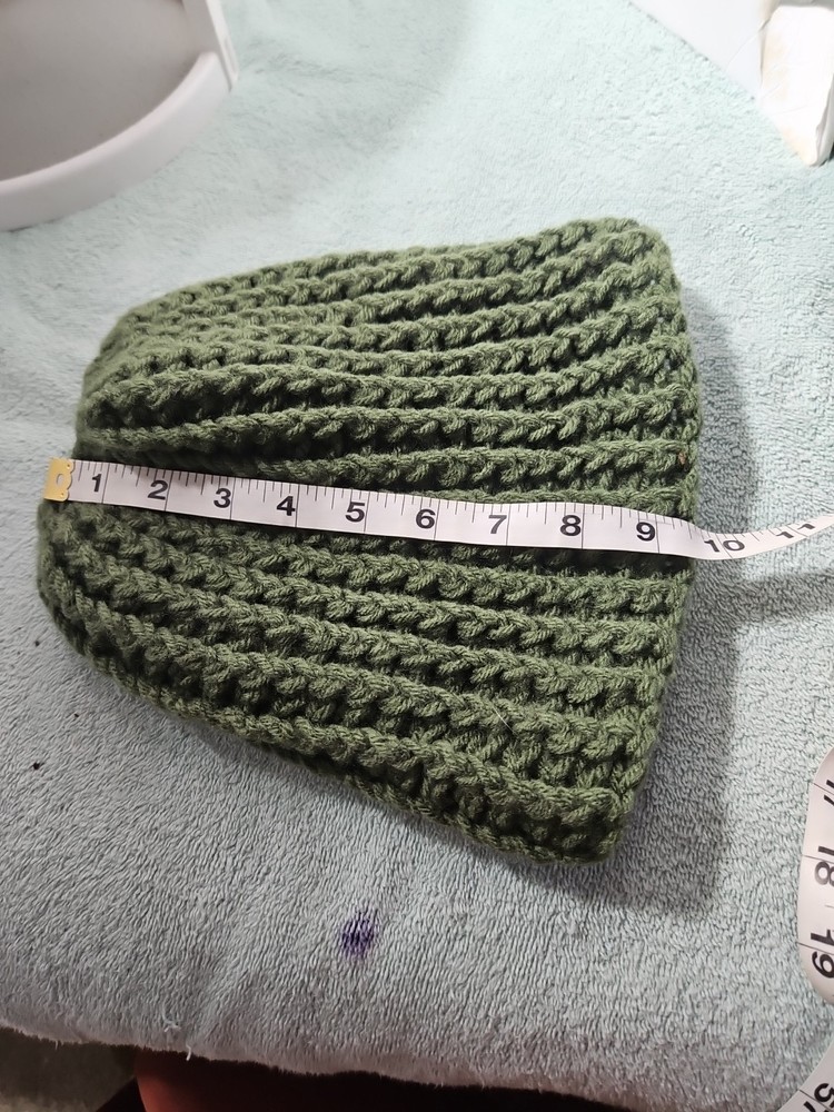 Crocheted Handmade Hat With Top Hole for Ponytail. Green