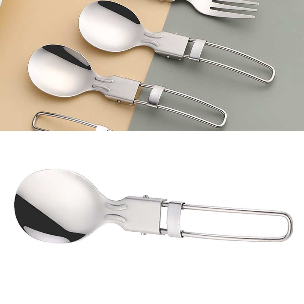 304 Stainless Steel Camping Utensil Foldable Spoon