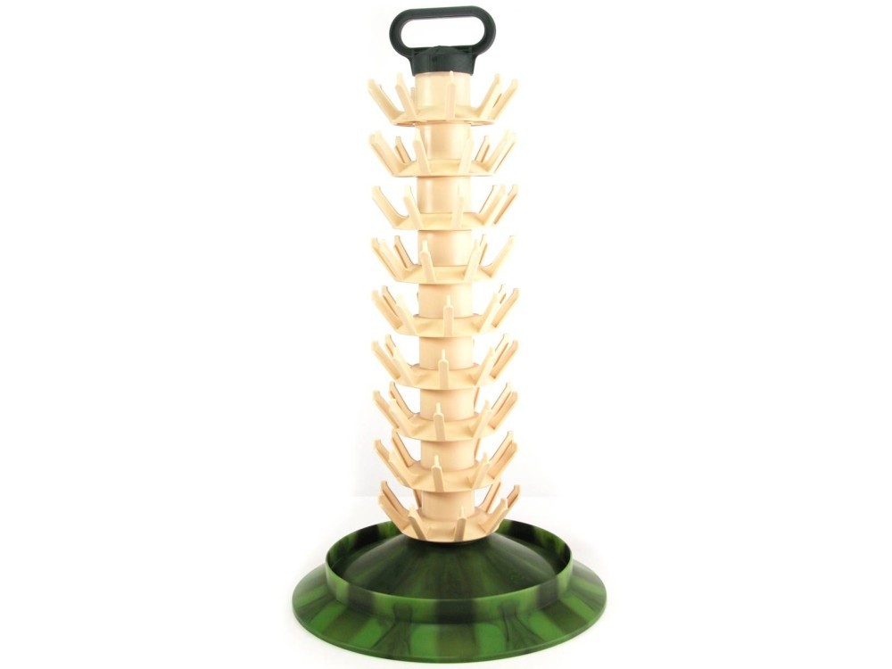 Plastic Bottle Drainer 81 Slots Green And Beige