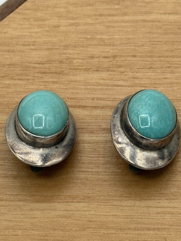 sterling silver turquoise earrings Signed A. Lee