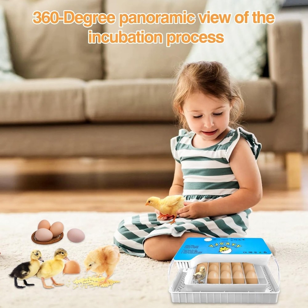 15-35 Eggs Incubator with Automatic Egg Turning and ℉Temperature Display LED Can