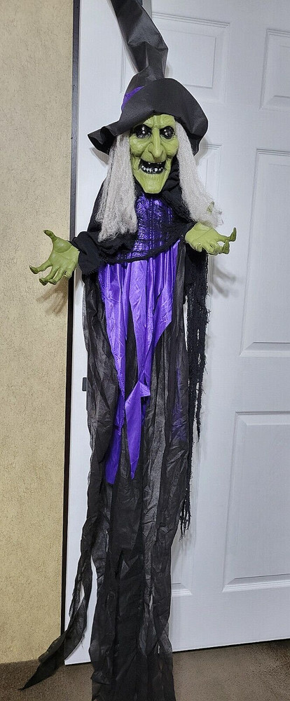 80" Hanging Windsock Posable Arms Animated Motion Sensor Talking Witch Tested!!
