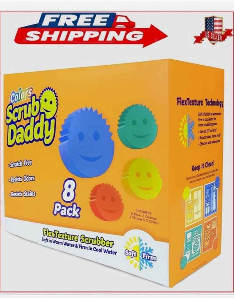 Scrub Daddy Colors Flex Texture Scrubber Sponges, 8 Pack