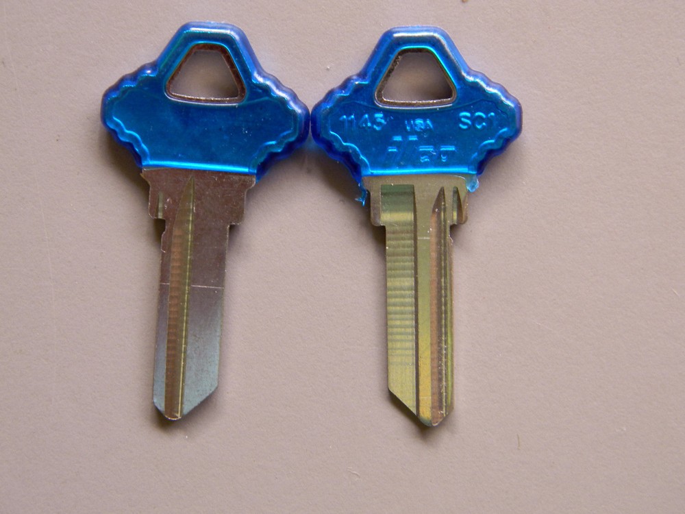2 Schlage SC1 Blue Key Blanks