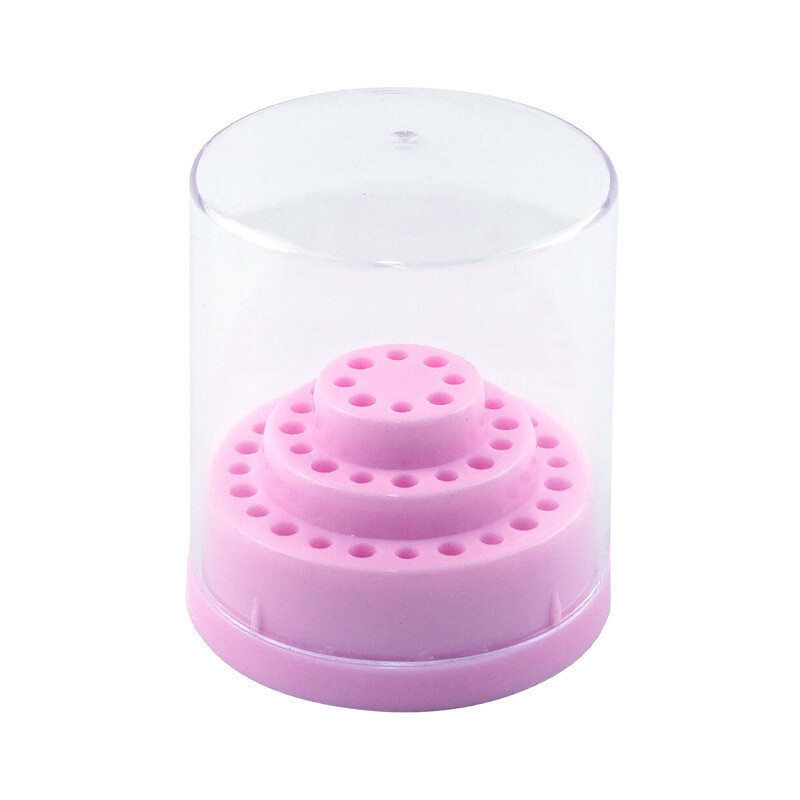 48 Holes White Nail Drill Bits Display Holder Dust Proof Organizer Storage Case↲