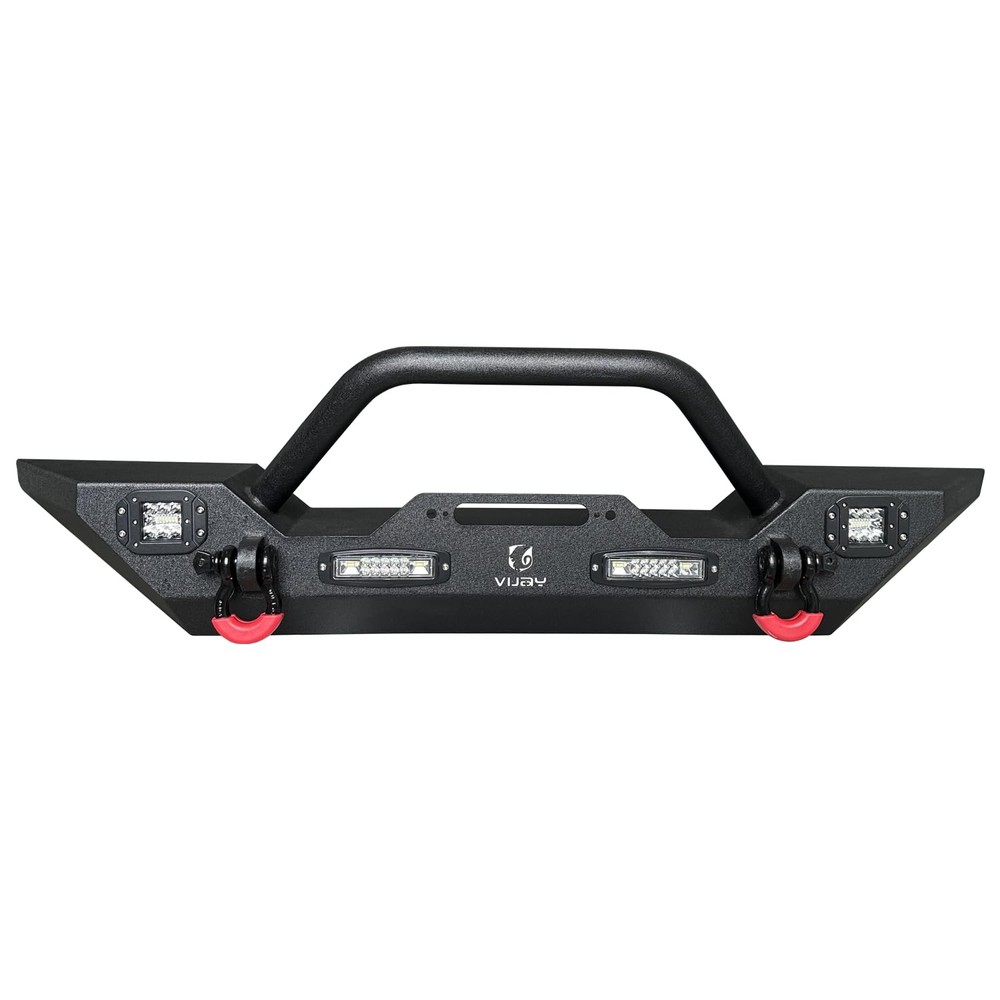 Front Bumper for Wrangler Gladiator Winch Plate 4 Lights D-Rings