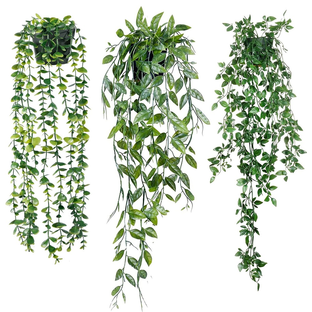 Sggvecsy Fake Hanging Plants 3 Pack Artificial Eucalyptus 3 Pack, 3