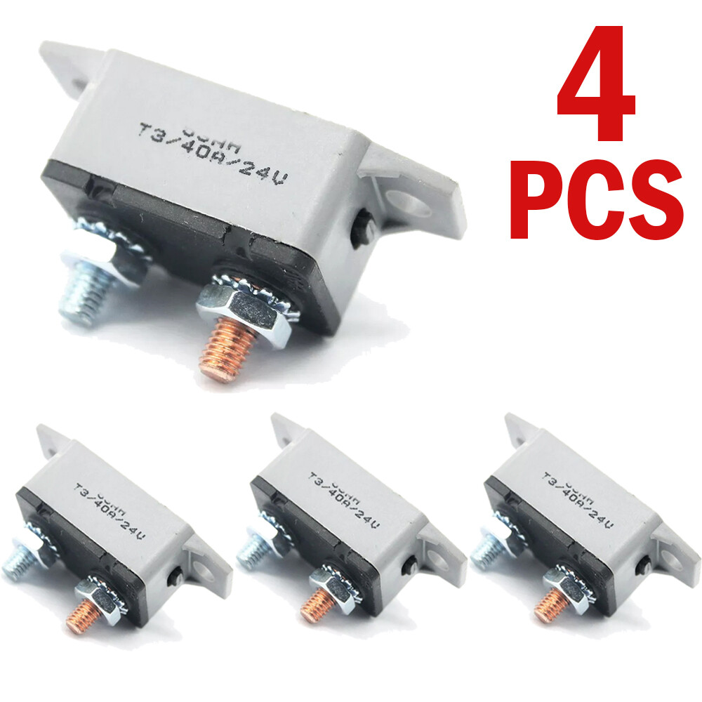 4x 40A AMP 12V Circuit Breaker Stud Type Shortstop Fuse Automatic Auto Reset